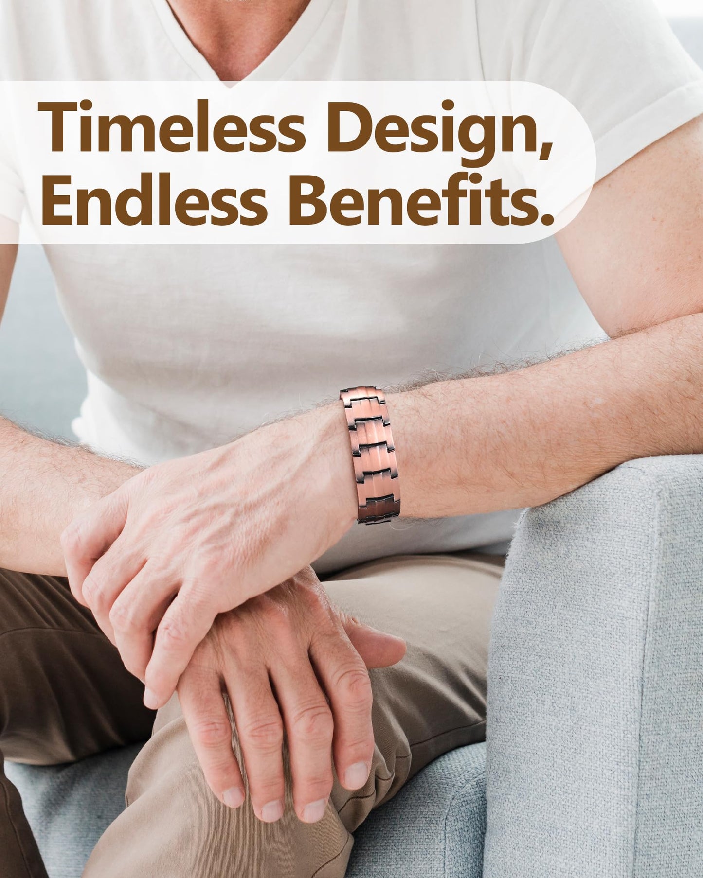 Feraco Copper Bracelet for Men - Ultra 3X Strength Adjustable Magnetic Therapy Bracelet with Sizing Tool and Premium Fold-Over Clasp
