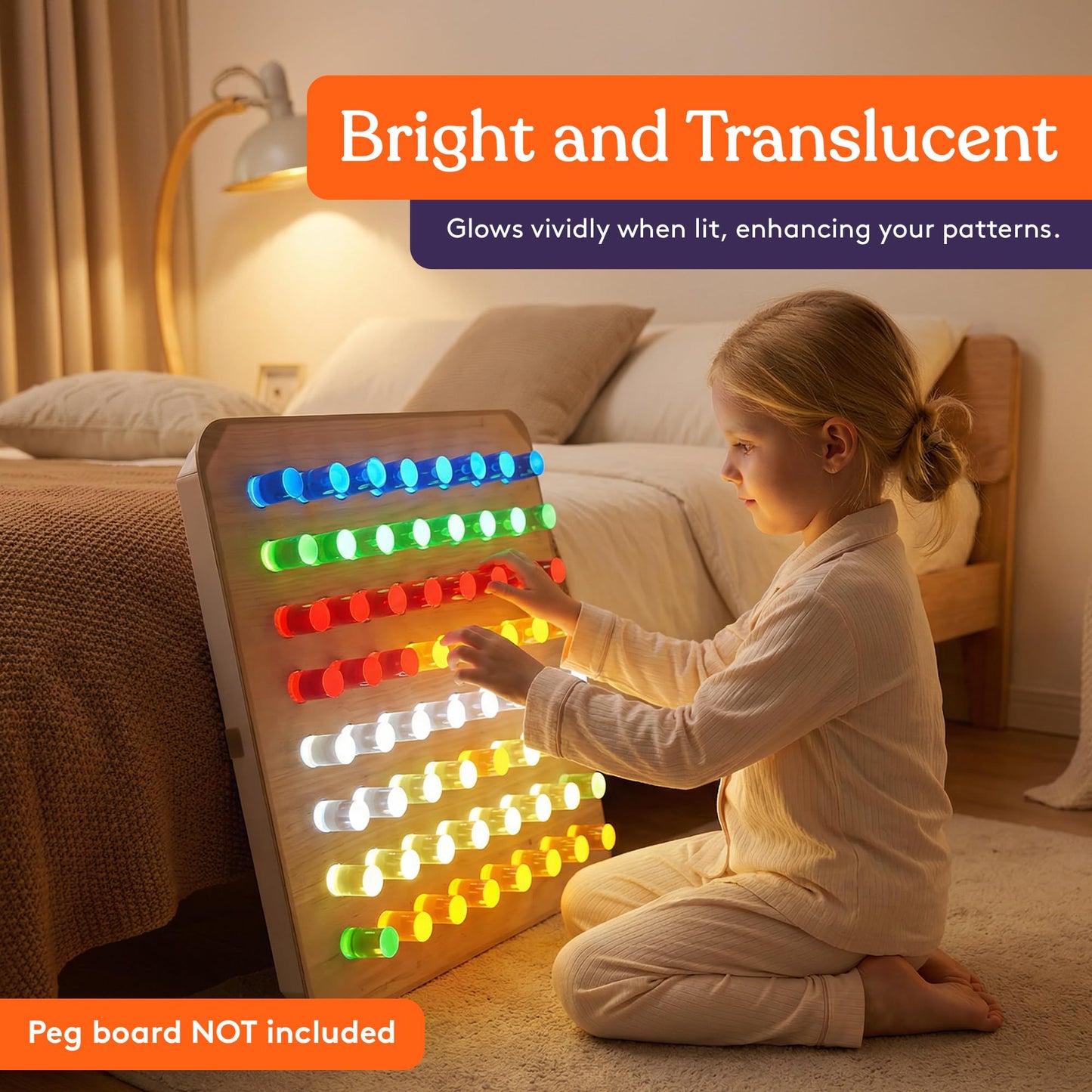 Special Supplies Set of 100 LED Light Peg Board Replacement Pieces for Kids LED Peg Wall, Colorful Illuminated Pegs for Creative Play and STEM Learning- 1” x 4”