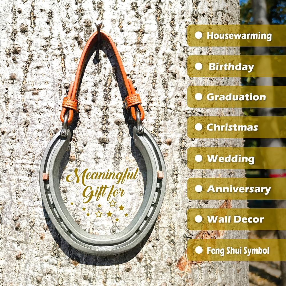 MatchWhiz Lucky Horseshoe Gift Sets, Horseshoe ornaments, ‌Handcrafted Meaningful Gift for Housewarming Wedding or Anniversary, Rustic Home Wall Decor, Includes Present Box and Message Card
