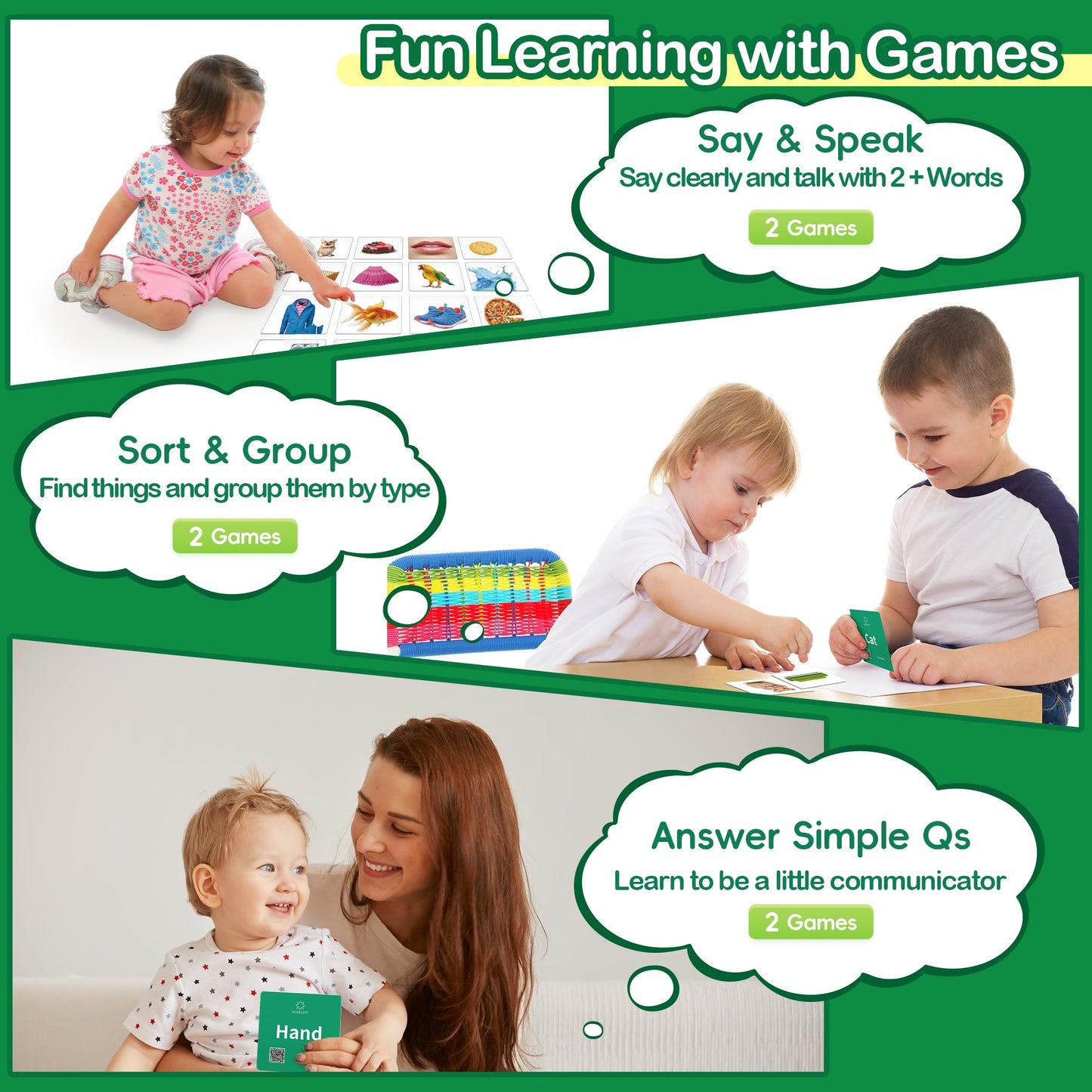 ALSOLIFE Thick & Durable Sight Words Flash Cards for Kindergarten，50 First Words Fun Video Flash Cards for Toddlers，Speech Therapy Help Learning & Play Game，Kids Aba Therapy Learning Materials
