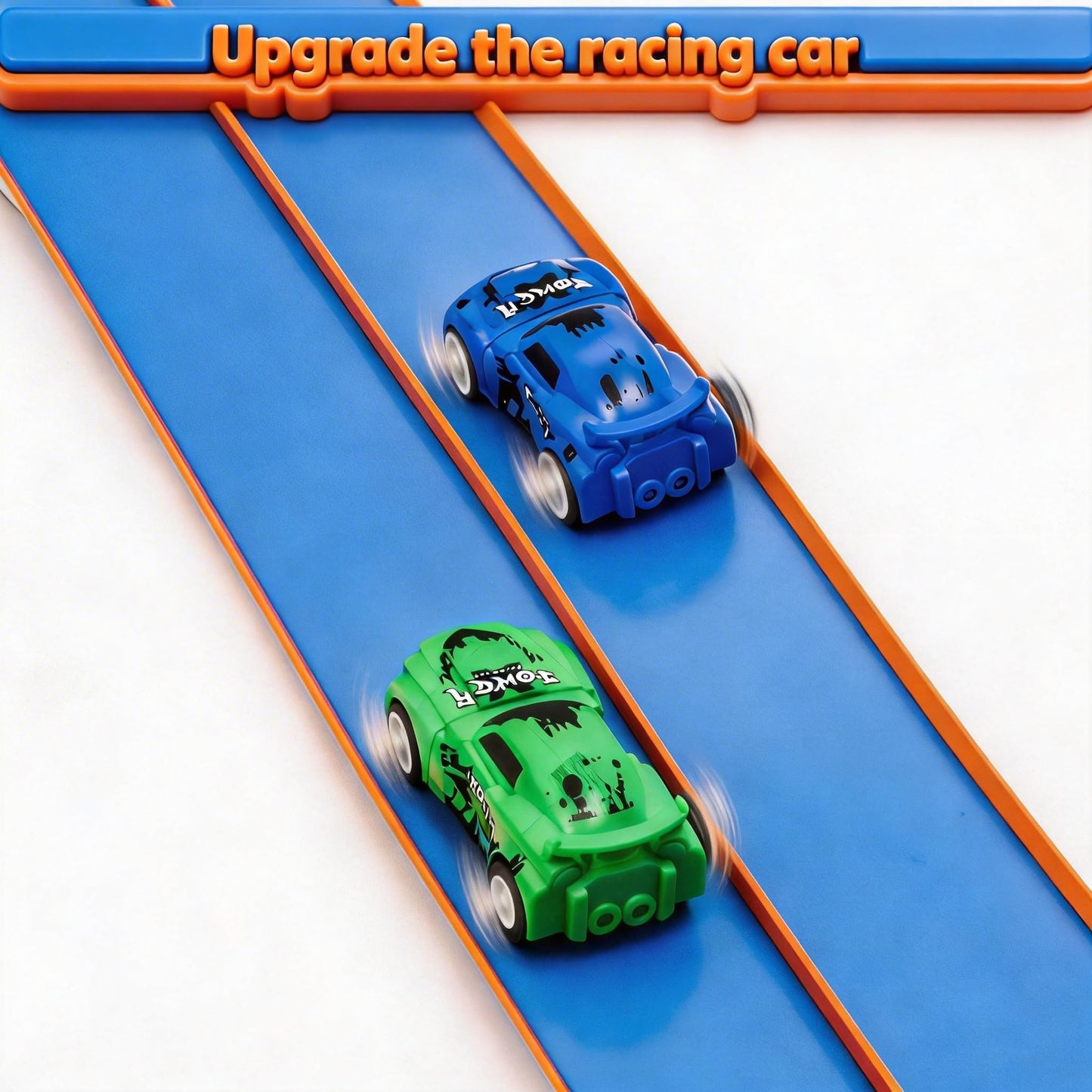 Flexible Tracks 15 Ft Flex Race Car Track for Kids Toy-DIY Car Track Set with 1/64th Rebound Cars Portable Rolls Up Race Tracks with Strong Suction Cups-Great Gifts Toys for Boys Girls Ages 3+