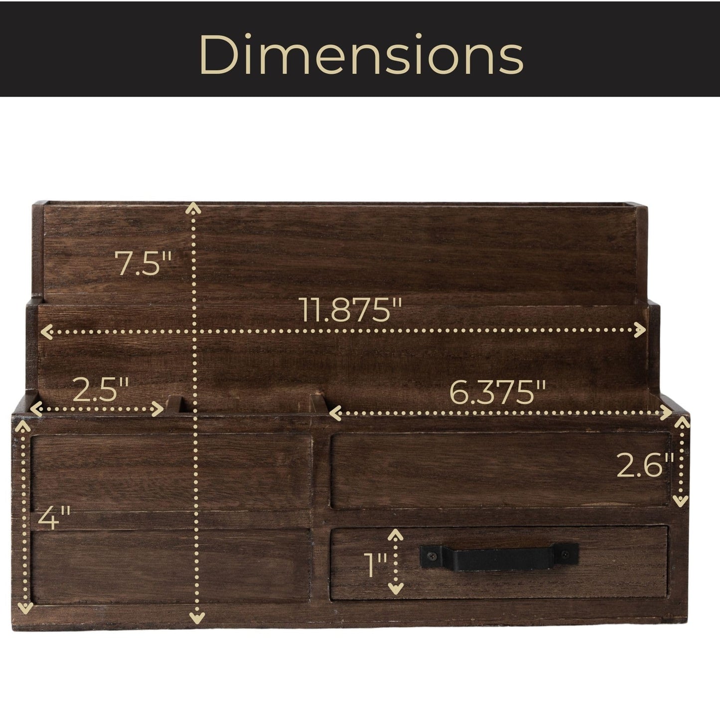 BLU MONACO | Wooden Mail Organizer with Drawer and Pen Holder | Mail Sorter Organizer Countertop for Desk or Kitchen | Outgoing Mail Holder Wood Desktop Storage