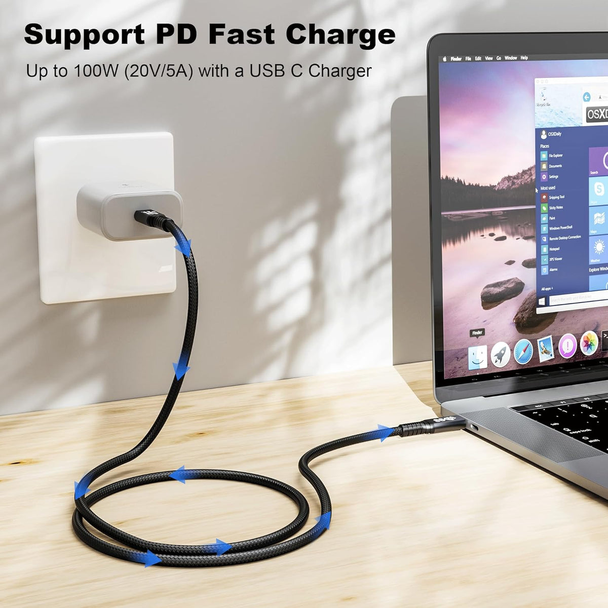 usbc to USB c 3.1,USB-c 10gbps Data Transfer Video 4K Monitor Cable 100W High Speed Data Transfer Fast Charging Cord Compatible with Monitor 3.3FT(1m)