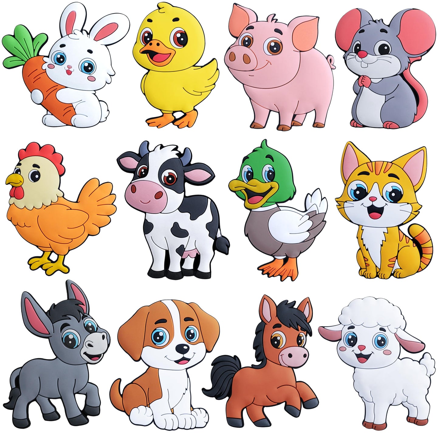 12PCS Fridge Magnets for Toddlers Cute Farm Animals Refrigerator Magnets Large Full Back Magnetic Animal Decorative Fridge Magnets Funny Rubber Magnetic Gift for Refrigerator Whiteboard Cruise Door