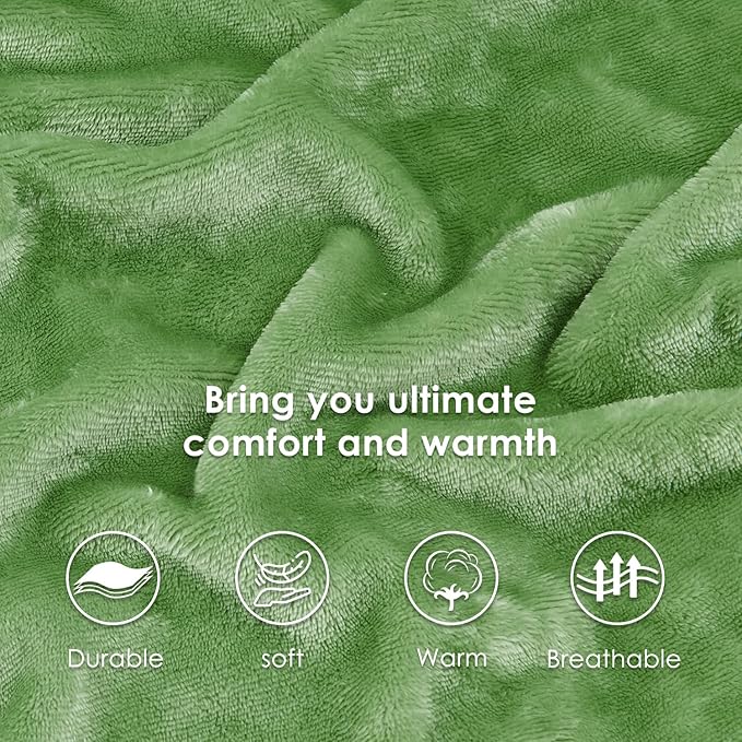 SOCHOW Sherpa Fleece Throw Blanket, Double-Sided Super Soft Luxurious Plush Blanket Twin Size, Sage Green, 60x80 inches