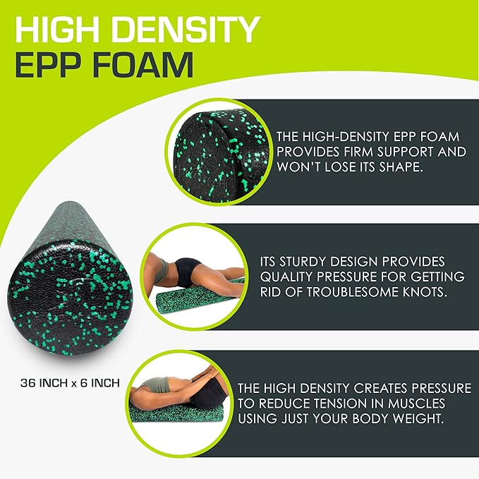 ProsourceFit High Density Foam Rollers 18 - inches Long, Firm Full Body Athletic Massager for Back Stretching, Yoga, Pilates, Post Workout Trigger Point Release, Pink