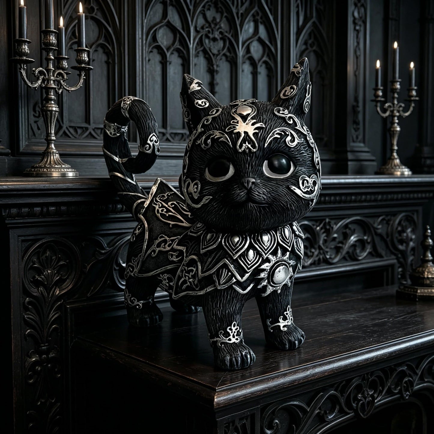 Dianreno Mysterious Black Cat Sculpture,Gothic Home Decor Statue,Dark Aesthetic Decor,Halloween Black cat Decor,Witchy cat Decor for Indoor&Outside