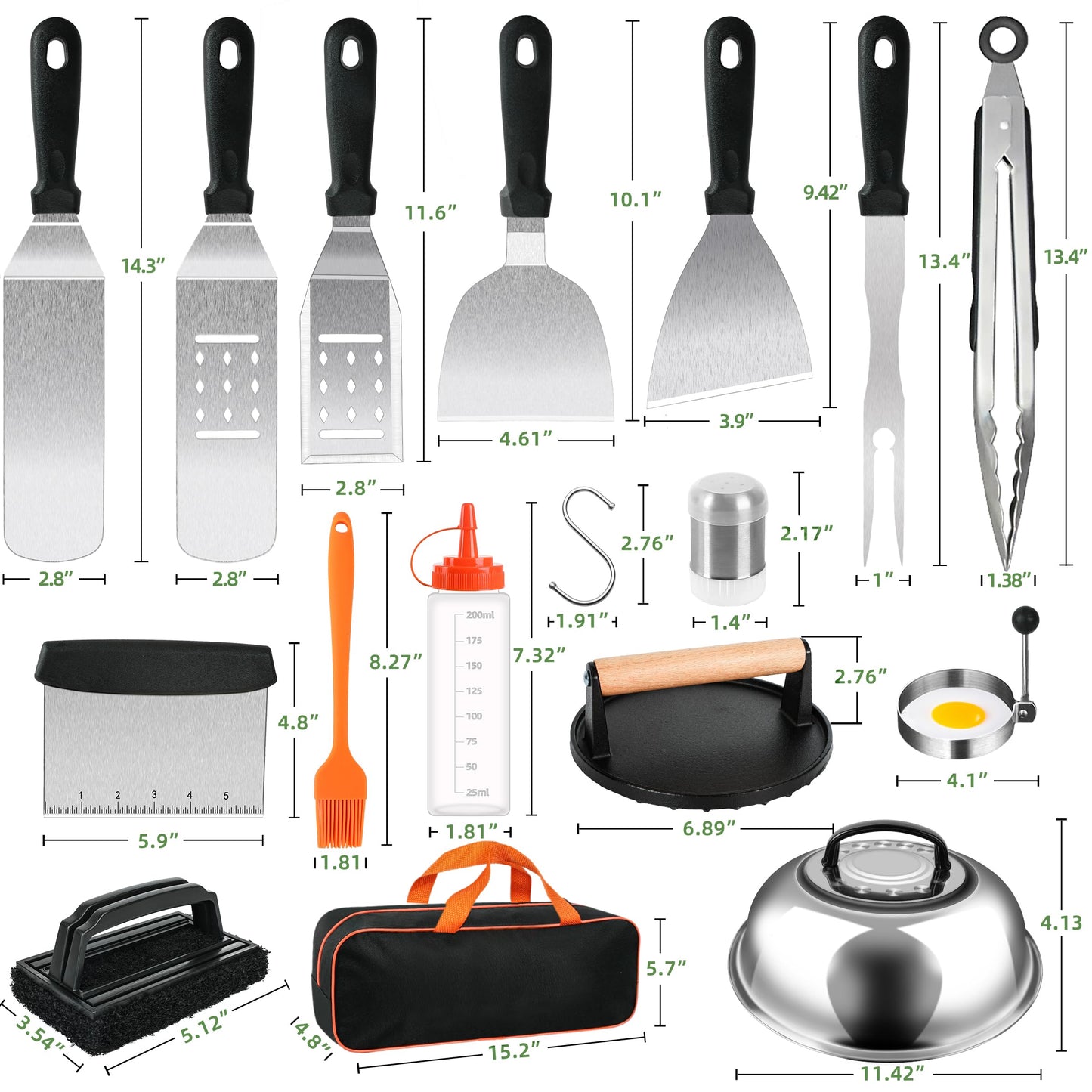 30PCS Griddle Accessories Kit, Flat Top Grill Accessories Set for Blackstone and Camp Chef, Grill Spatula Set with Melting Dome, Burger Press, Gifts for Men, Christmas Stocking Stuffers for Adults Men