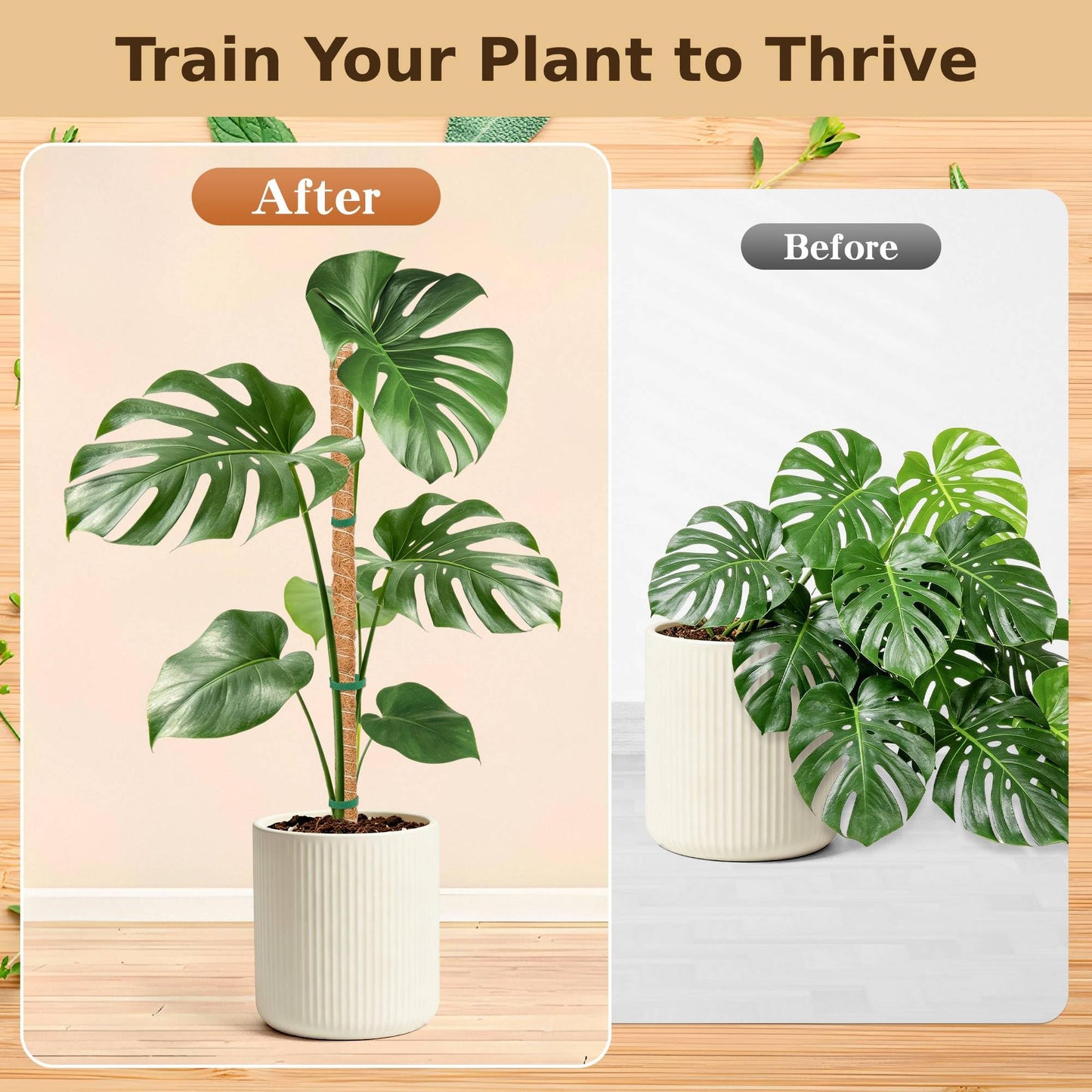 4 Pack Moss Pole, 2 Pack 28" & 2 Pack 48" Bendable Monstera Plant Support, Plant Stakes for Climbing Indoor Plants, Coco Coir Moss Pole for Potted Plants, Pothos, Philodendron