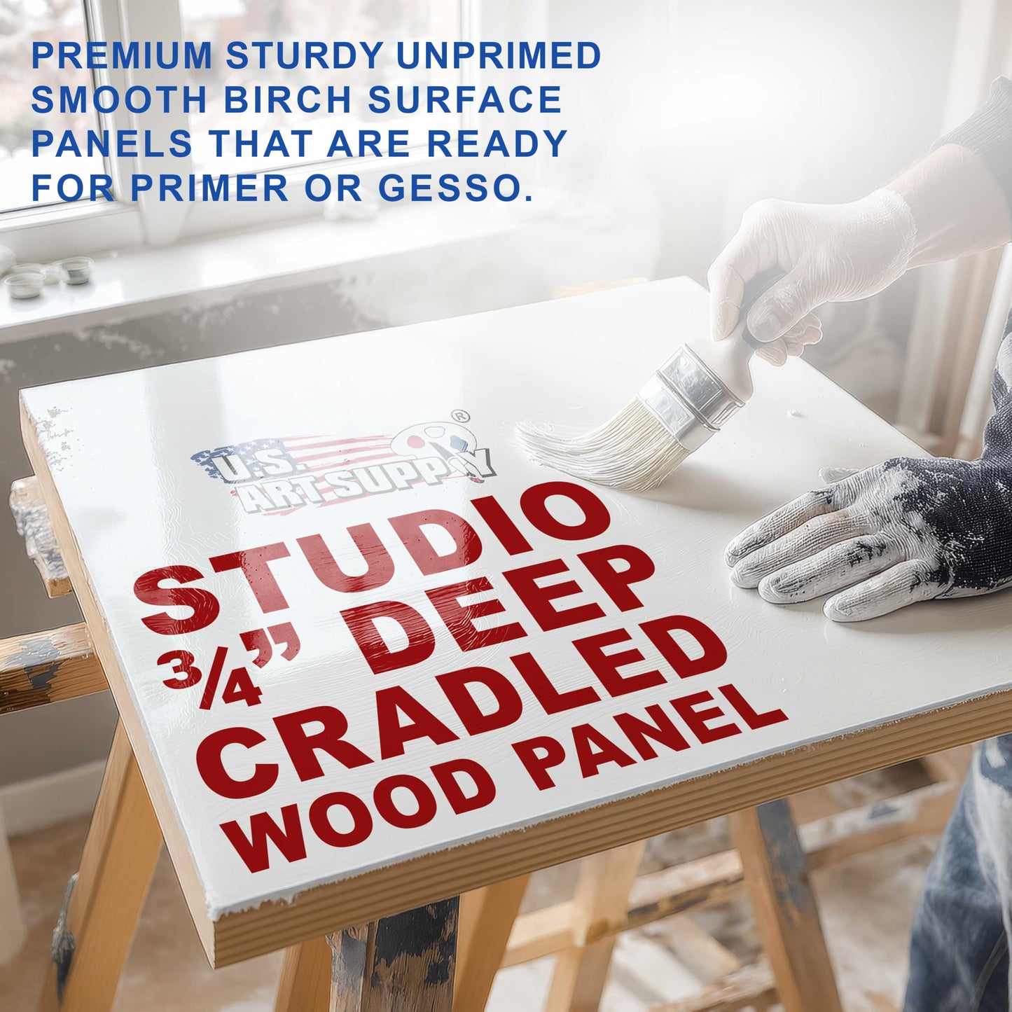 U.S. Art Supply 09" x 12" Unfinished Cradled Wood Panels for Painting, Studio 3/4" Deep (4 Pack) - Artist Depth Birch Wooden Wall Canvases - Mixed-Media Craft, Acrylic, Oil, Encaustic, Paint Pouring