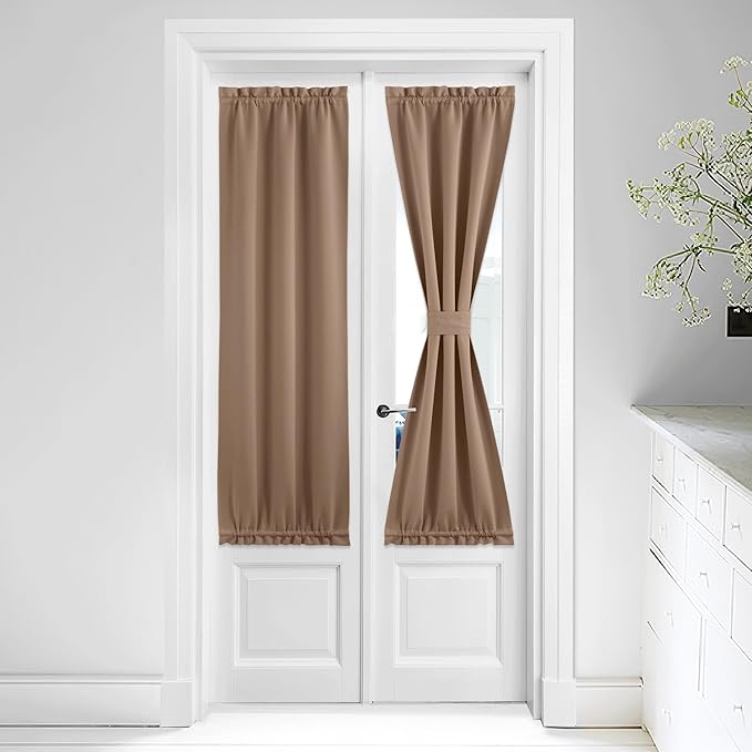 NICETOWN Sidelight Curtains for Front Door Blackout Thermal Insulated Window Drapes for Living Room, Kitchen Back Door Short Drapes for Privacy, 1 Panel,254W by 64L Inches, Cappuccino