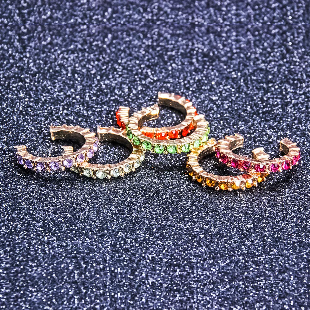 MOEPAPA Ear Cuff Colorful Clip on Hoop Earrings for Women 6pcs set
