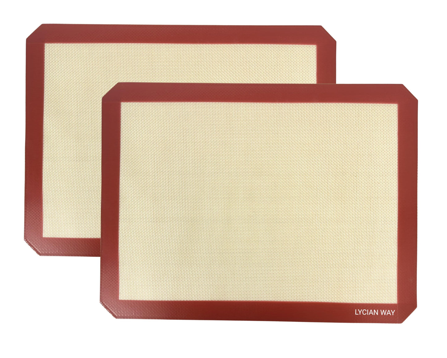 LYCIAN WAY Silicone Baking Mats Set of 2, Half Sheet Nonstick Reusable Baking Sheet Liners for Cookies, Macarons, Bread, Pizza, Pastry, Red