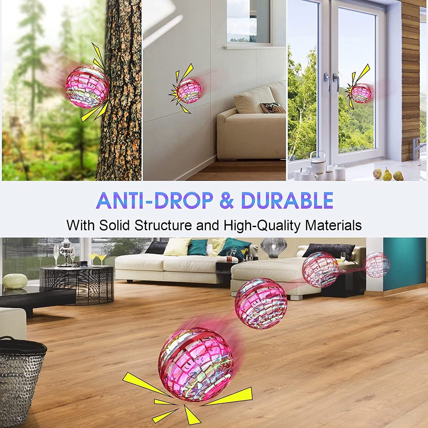 ATHLERIA Pro Hand Operated Mini Drone for Kids Teens,Led Light Arrow Rocket Helicopter Flying Ball Toy,Flying Spinner Interactive Toys,Birthdays for Boys Girls 6+