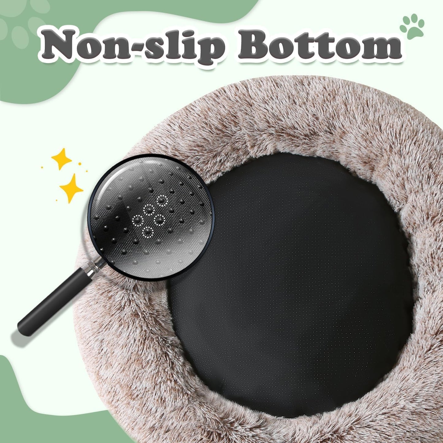 JOLLYVOGUE Dog & Cat Bed, Calming Anti-Anxiety Pet Bed for Small Dogs, Fluffy Donut Cushion for Small and Medium Pets (20")