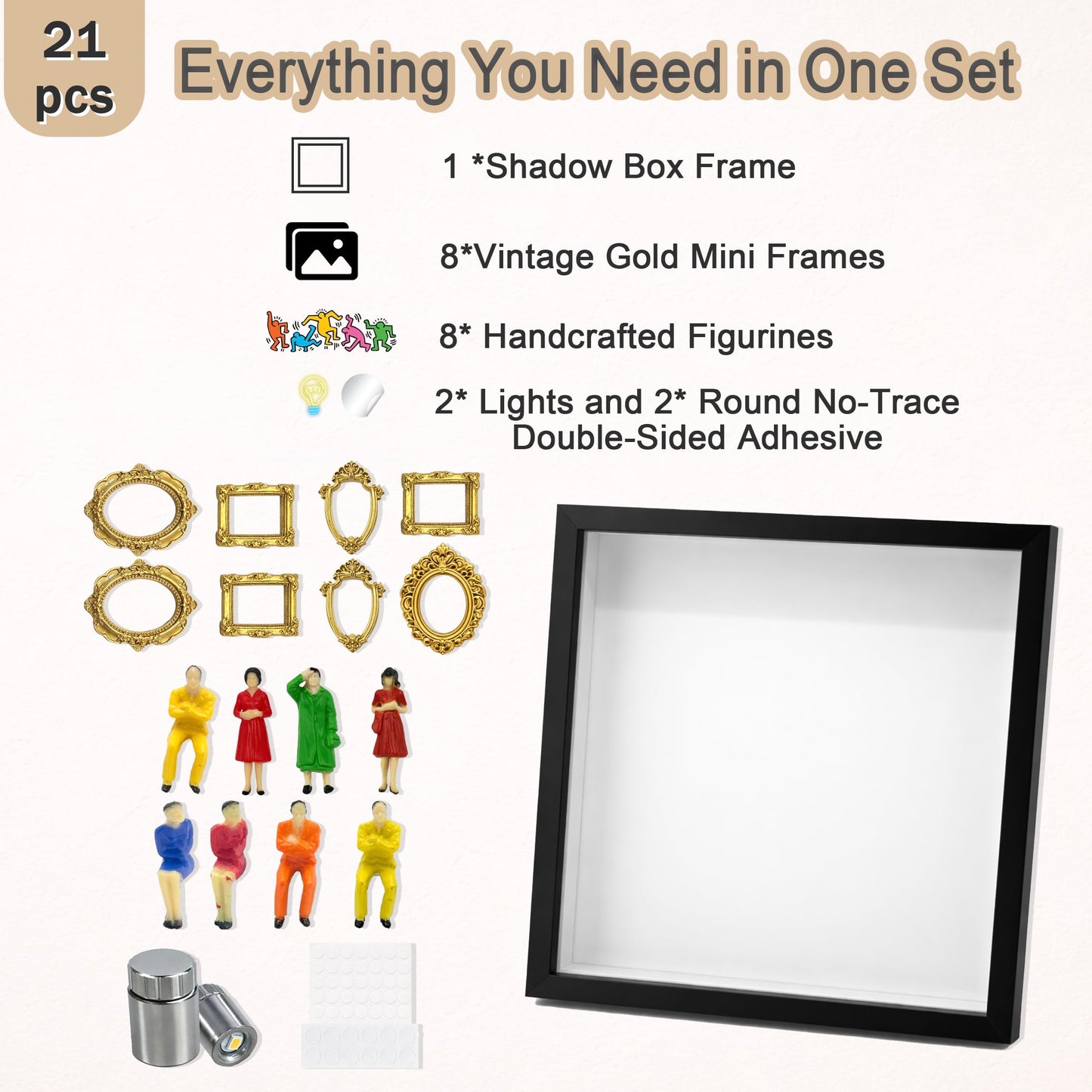 DIY Mini Shadow Box Frame Kit Black- Upgrade Mini Museum Kit Box with Miniature Figurines, Custom Photo Display Personalized Memory Decor, Celebrate Unique Memories in Style for Anniversary, Wedding
