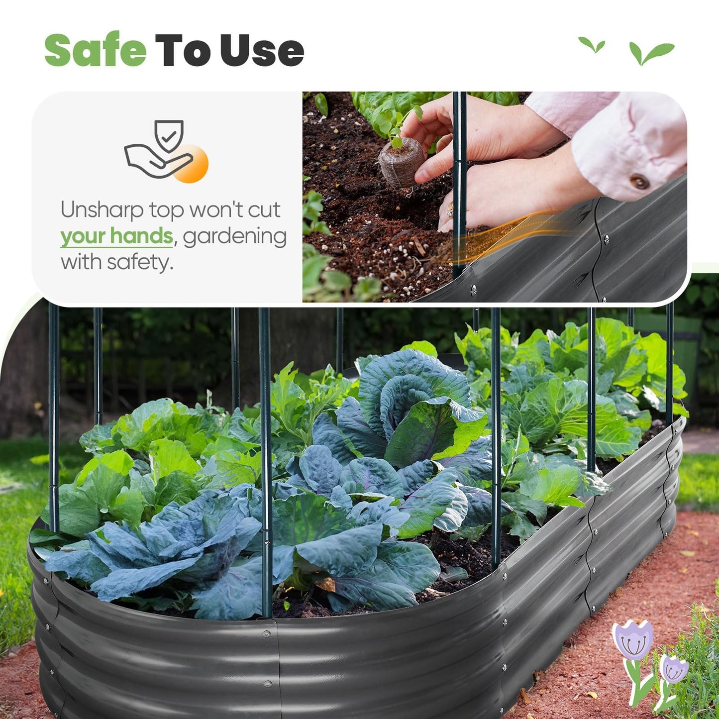 KING BIRD Raised Garden Bed with Cover Galvanized Oval Planter Garden Box Outdoor for Gardening, Vegetables, Flowers, Clear