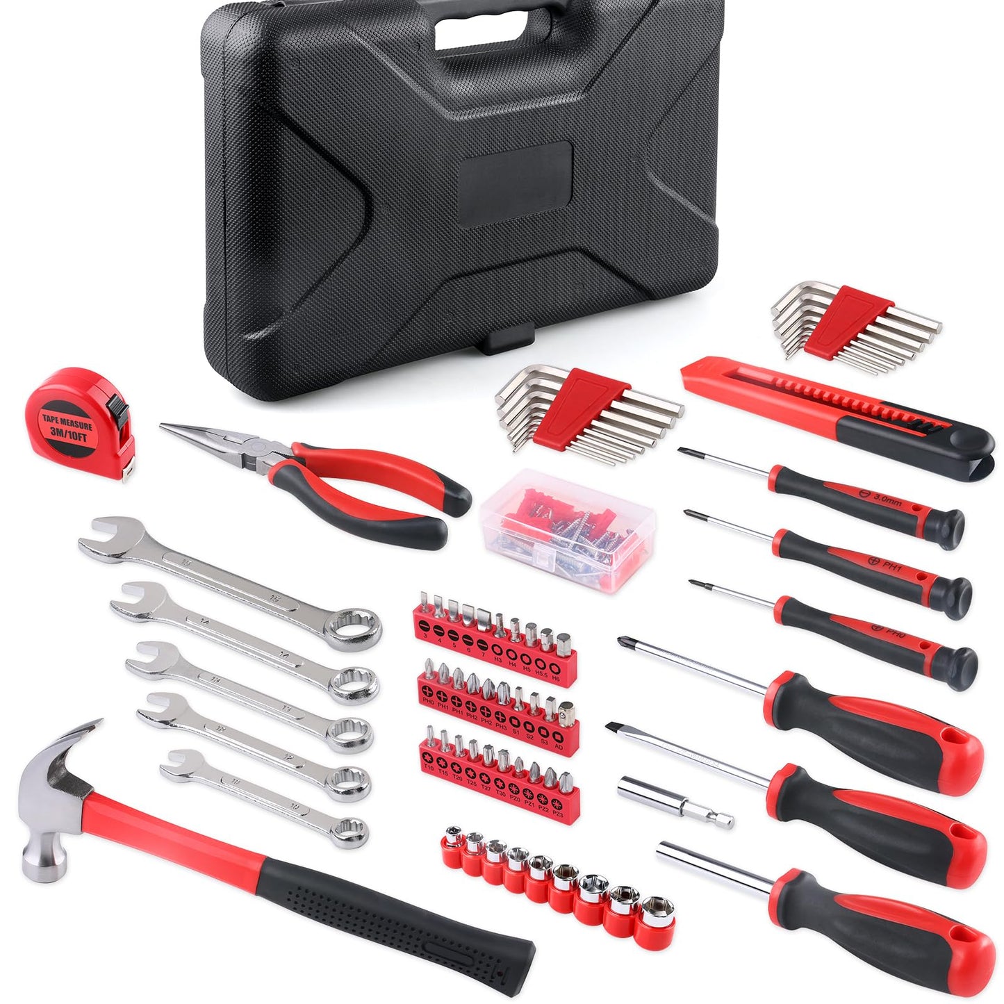 WINNER 175-Piece Multi-Purpose Automotive and Household Tool Kit in Toolbox Storage Case, Perfect for General Home and Auto Repairs, House DIY Project, Garage, Car, Travel Emergency, Housewarming Gift