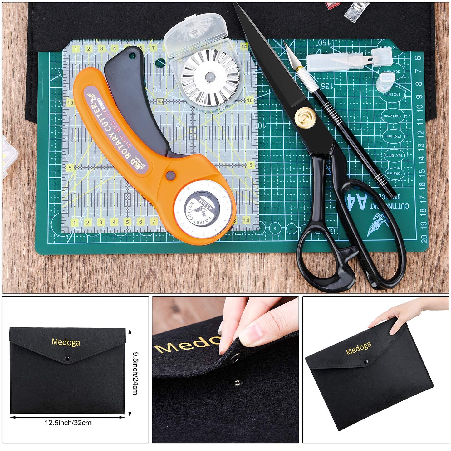 104Pcs Rotary Cutters, Rotary Cutter Set with Cutting Mat, Patchwork Ruler, Carving Knife, Rotary Cutter Kit for Sewing and Quilting