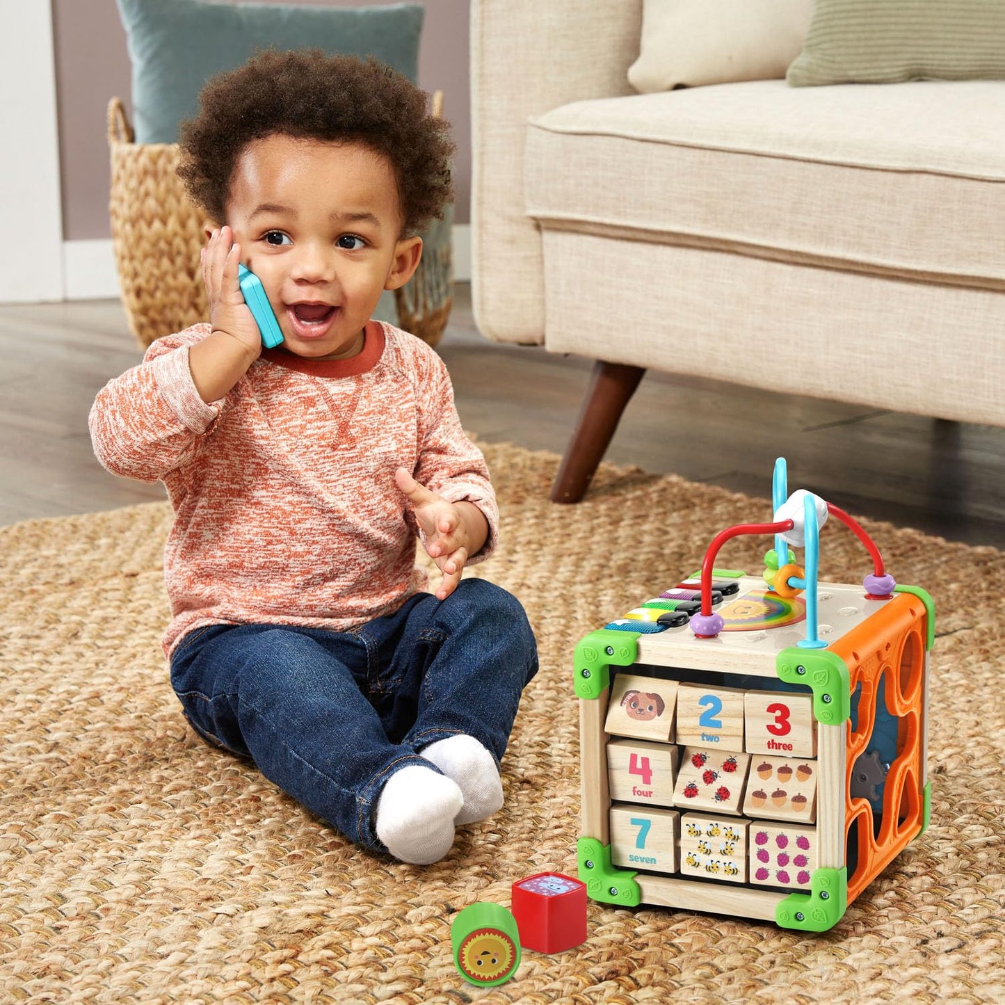 LeapFrog Touch and Learn Electronic Musical Light-Up Wooden Activity Cube Toy, Animal Themed, Ages 1 and Up