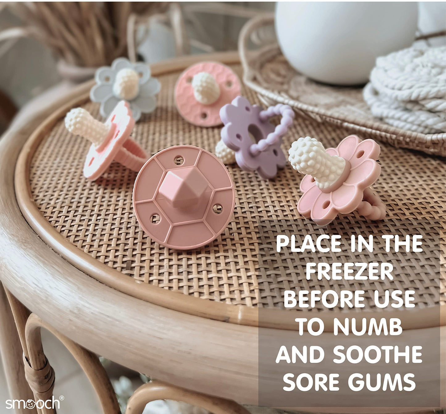 Soothipop Silicone Pacifier Teething Toys for Babies 0-6 Months 12, 18 Months - Pacifier Shaped Baby Teether, Soft Teething Pacifiers for Babies Baby Teething Relief Flower