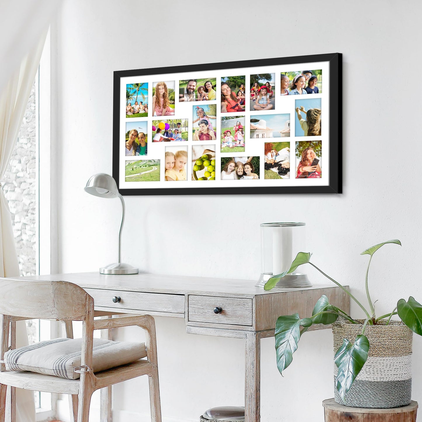 DUENPY 18x30 Picture Frame 4x6 Collage Picture Frame Displays Eighteen 4x6 inch Photos Collage Wall Decor Wall Hanging Black