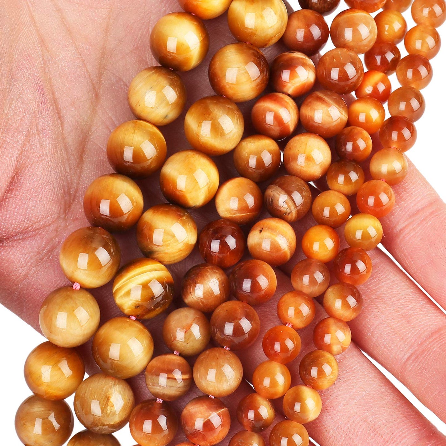 Natural Orange Tiger Eye Beads, Grade AAA Gemstone Round Loose Beads 10MM 40PCs Bulk Lot Options, Semi Precious Stone Beads for Jewelry Making
