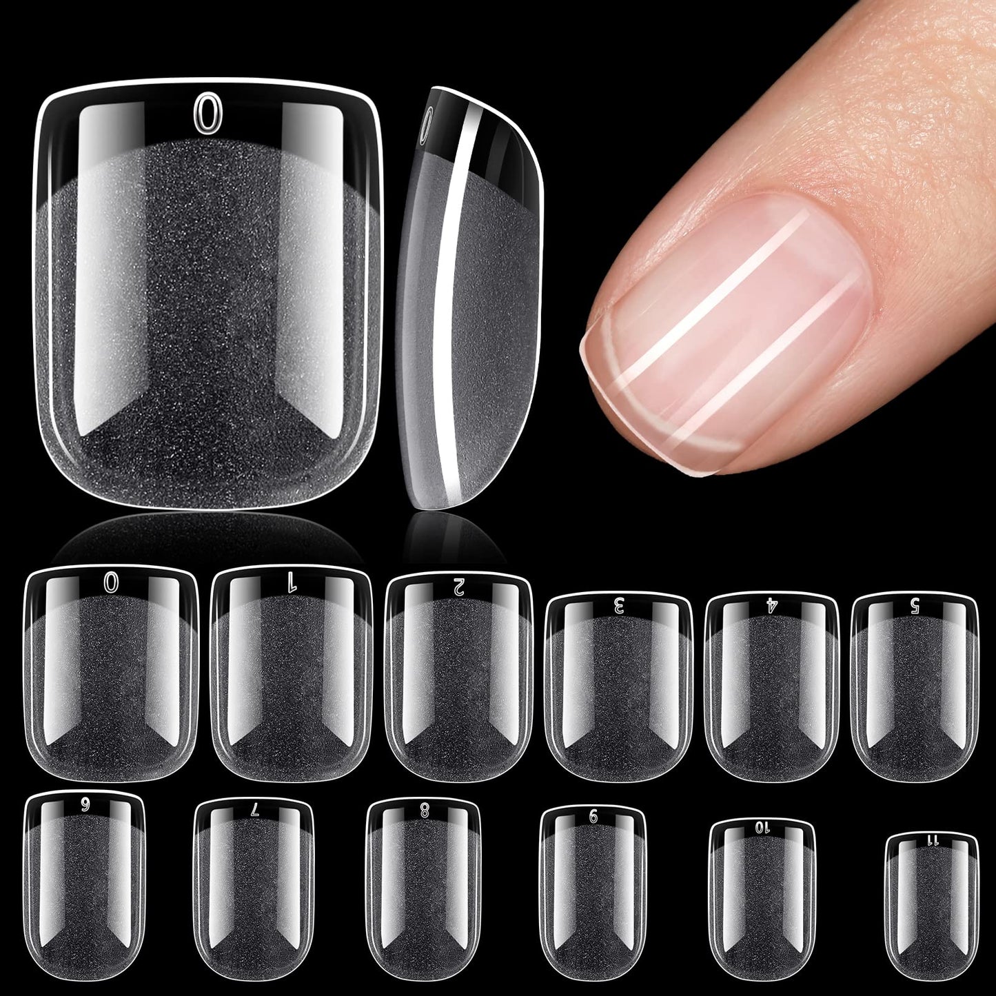 TOMICCA 360Pcs Extra Short Square Nail Tips, Half Matte Acrylic Gel Nail Tips, Full Cover Pre Shaped 12 Sizes Fake Nails for Beginner and Professional DIY Nail Salon