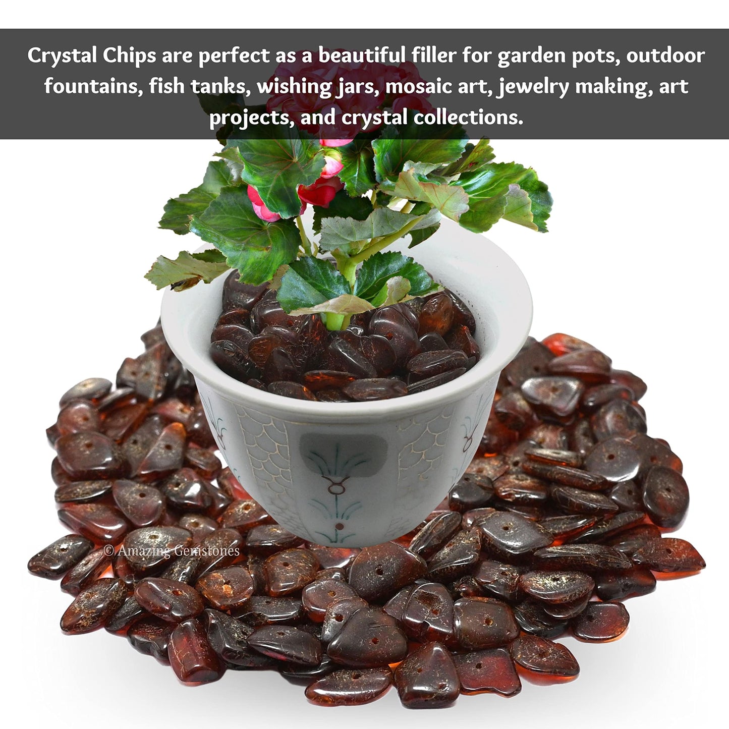 Garnet Pre Drilled Crystal Crushed Chips Beads for Bracelets Making, DIY Handmade Natural Healing Crystals (25 Inch Strand)