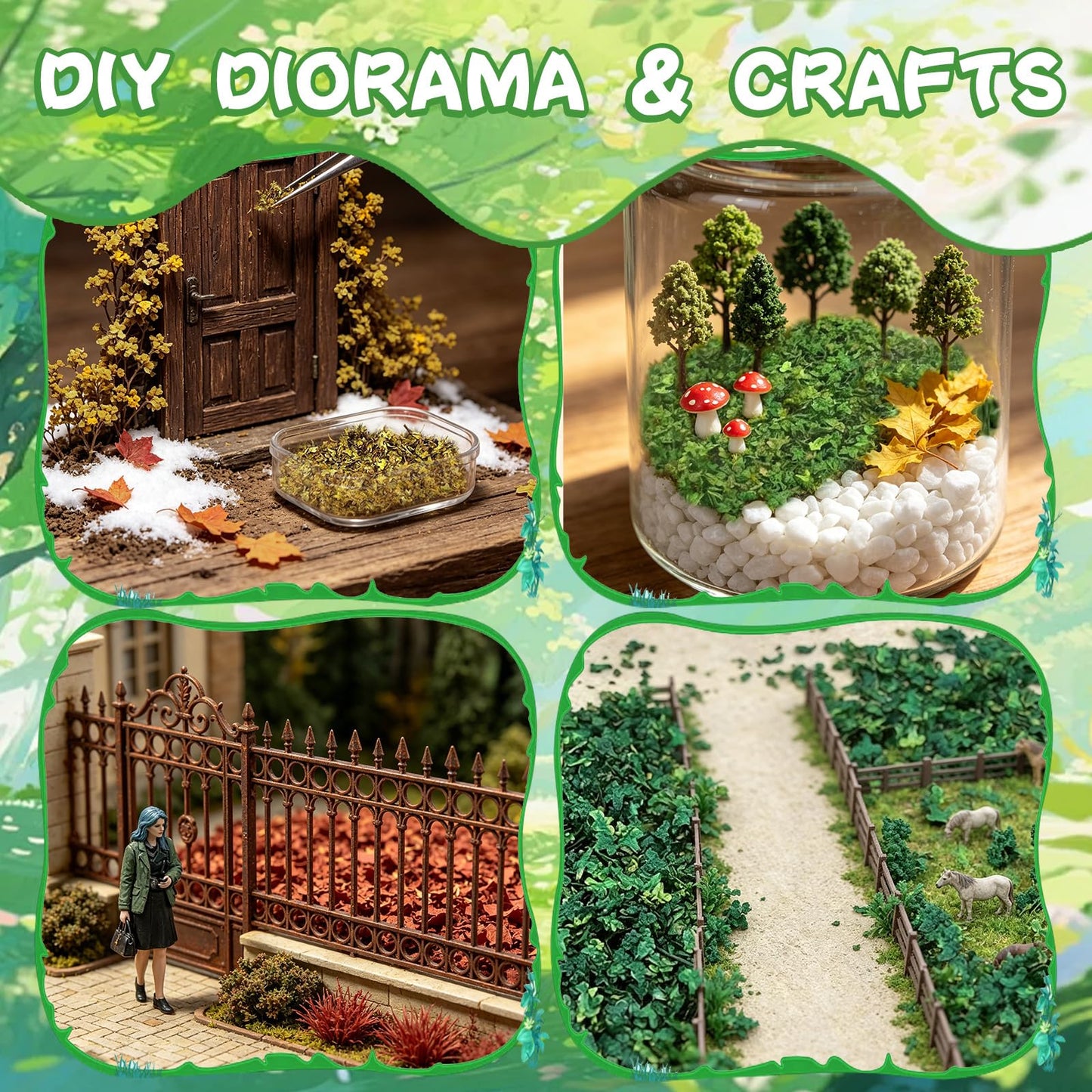 Warmtree Realistic Miniature Leaves Simulation Leaves for DIY Mini Model Railway Fairy Garden Architecture Diorama Scenery Landscape Layout Diorama Village Accessories, Pack of 4
