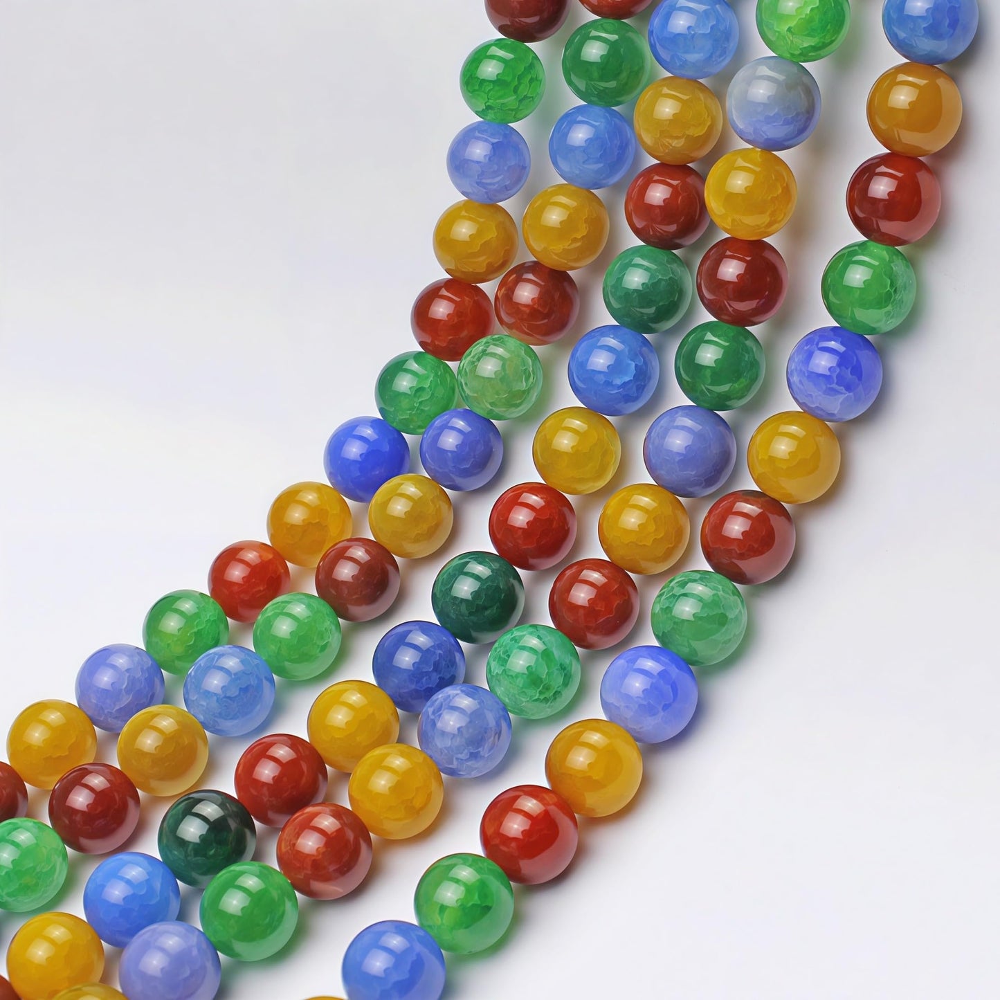 MJDCB Natural Stone Beads 8mm 43pcs Round Mixed Color Dragon Vein Agate Loose Gemstone Bead Charms for Jewelry Making Bracelet Necklace Earring Pendant