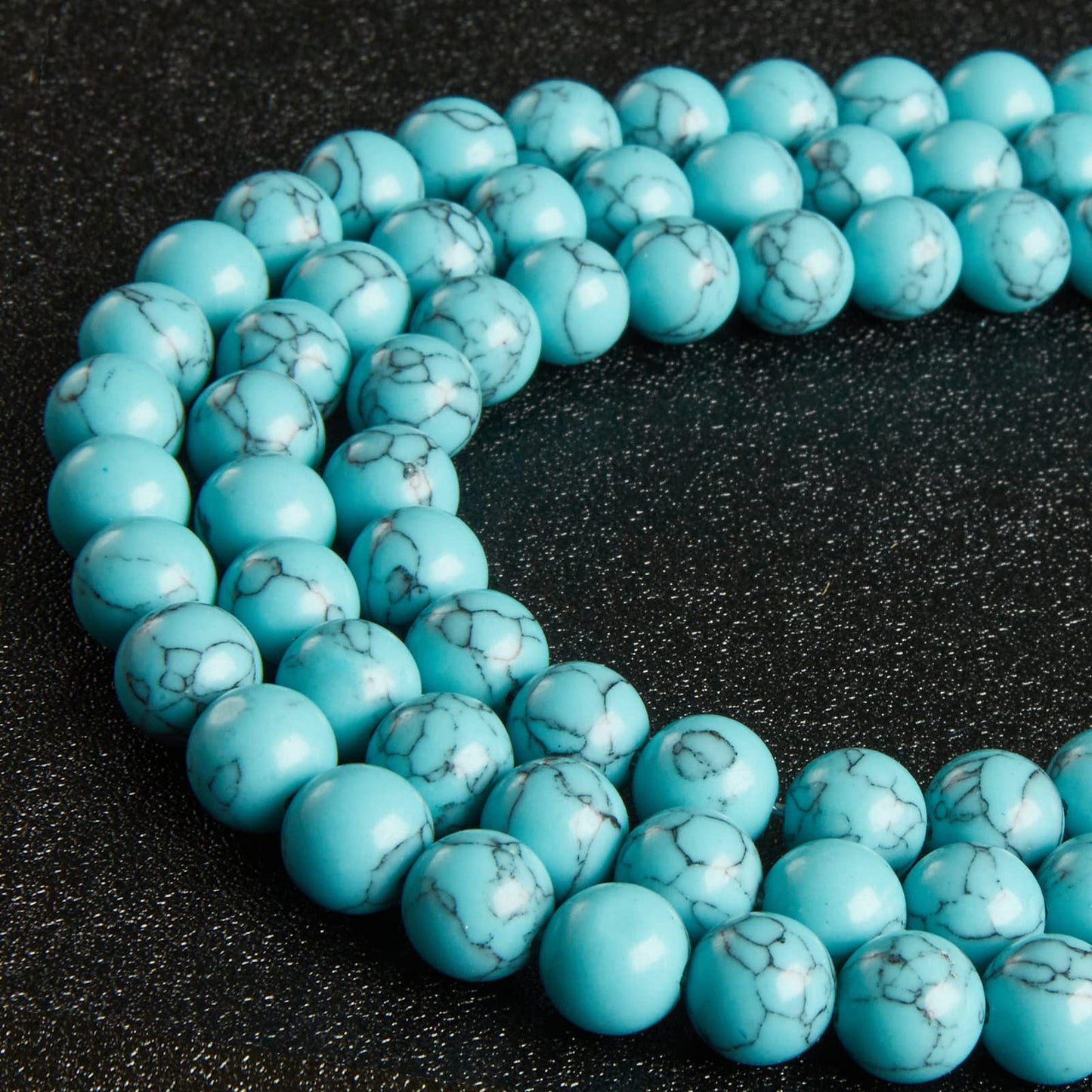 35pcs 10mm Natural Blue Turquoise Beads Gemstone Beads Round Loose Beads for Jewelry Making