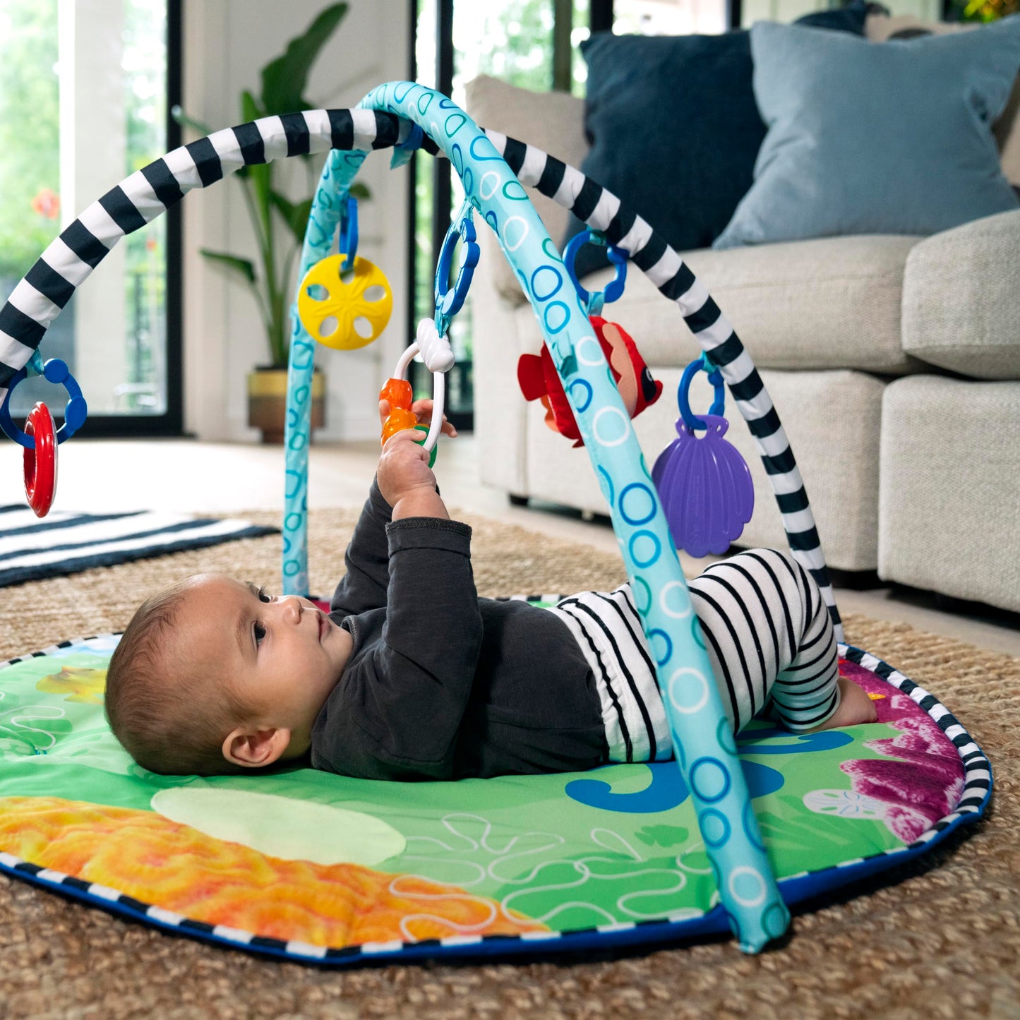 Baby Einstein Sea Floor Explorers 2-in-1 Water Mat, Portable Tummy Time, Activity Play Gym, Sensory Toys, Ages Newborn and Up