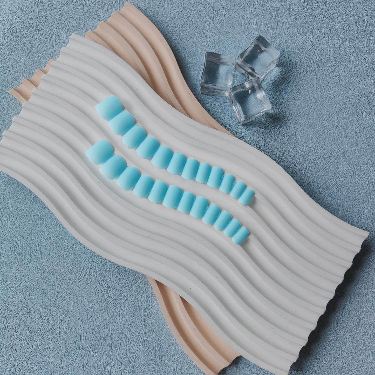 Matte Blue Press on Nails Short Square Fake Nails Short Square Nails Press ons, Soft Gel Acrylic Glue on Nails Stick on for Women Thick Solid Color 24pcs