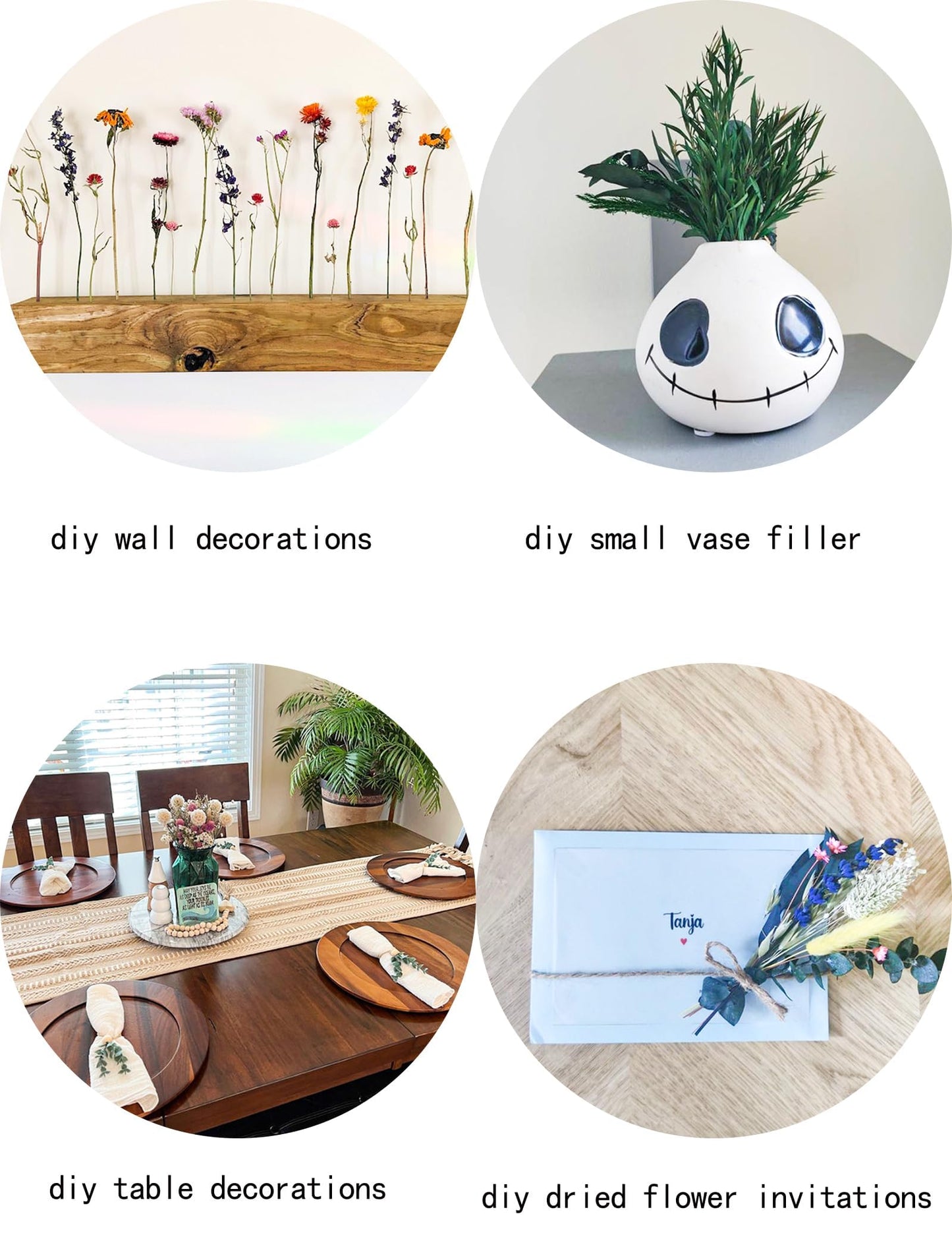 DIY Natural Dried Flower Set, Bulk Dried Flowers for Vase, Dried Flowers with Stems, Dried Roses, Mini Dried Flower Bouquets.(Brown)