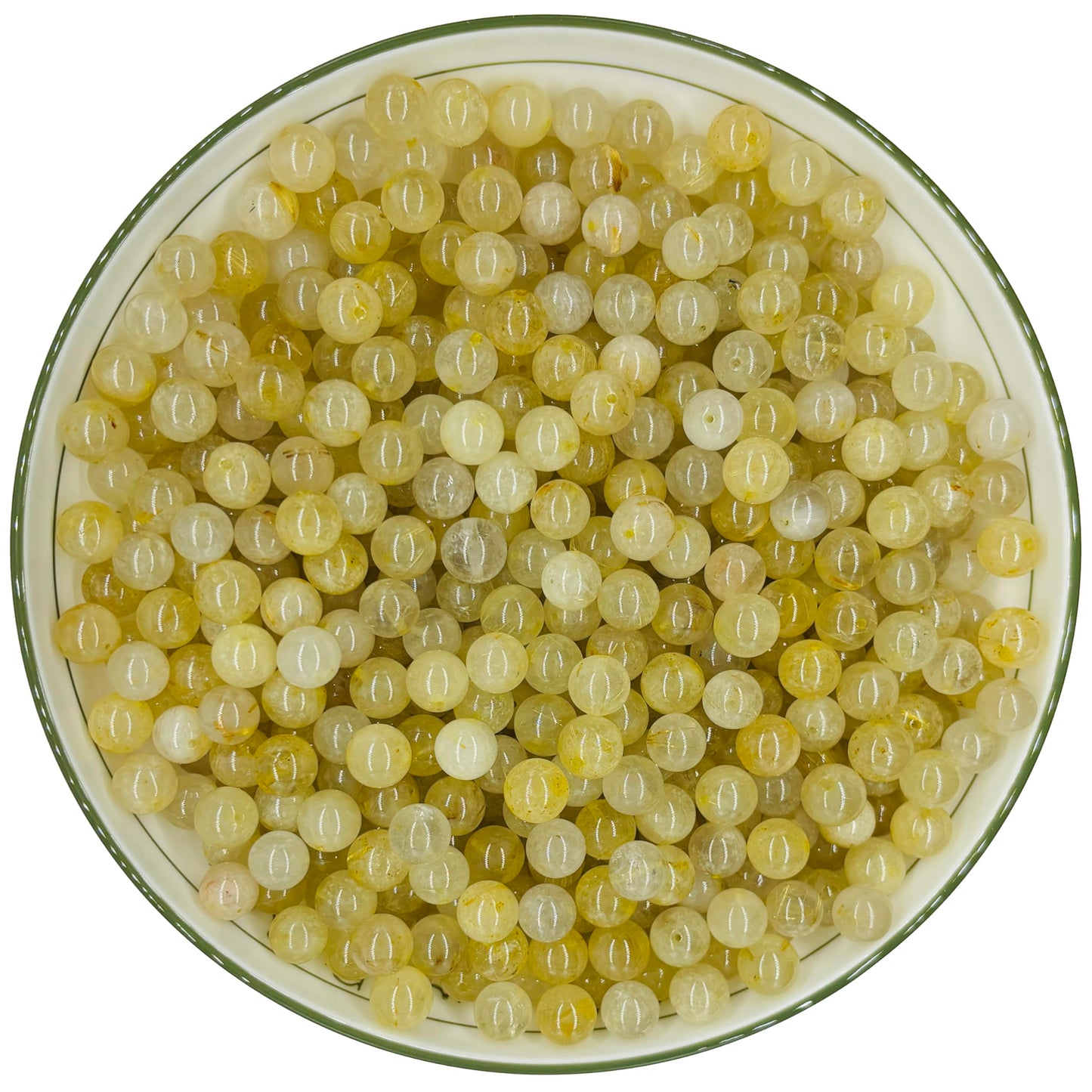 WHNKFB 10mm 50PCS Natural Frosted Gold Rutilated Quartz Round Beads, Cotton-Like Included Loose Crystal Beads for Jewelry Making Craft - 4mm 6mm 8mm 10mm Options with Free Elastic Cord