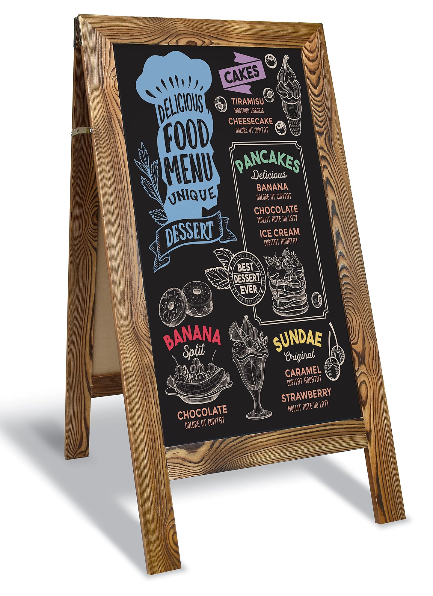Better Office Products Magnetic A-Frame Chalkboard Sign, Extra Large 20" x 40", Standing Chalkboard Easel, Deluxe Set with Multiple Accessories, Outdoor Sidewalk Sandwich Board Sign,(Rustic Brown)