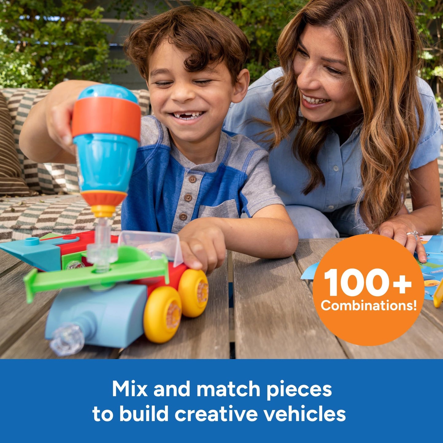 Educational Insights Design & Drill Build-It Bucket - Vehicle Building Toys for Toddlers 3-5, Construction Toy Set with Real Working Electric Drill Toy, Take Apart STEM Toys for 3+ Year Old