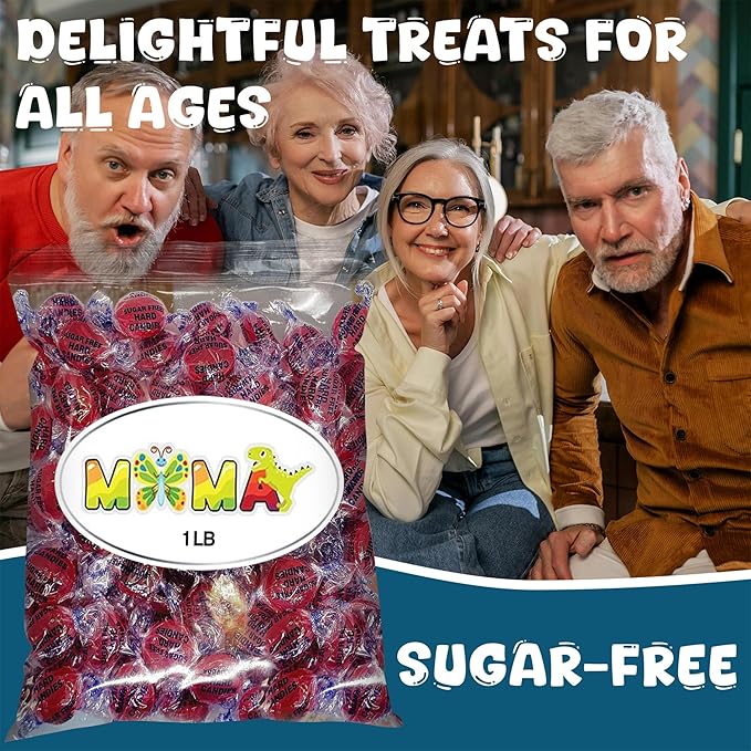 Sugar Free Cinnamon Hard Candy - 1 lb Rich & Fiery Bulk Candy Individually Wrapped Cinnamon Discs - Gluten Free, Vegan, Keto Friendly Mima's Summer Mega Sale Treats Bag