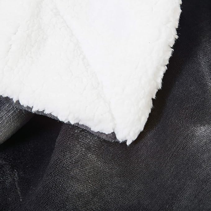 SOCHOW Sherpa Fleece Throw Blanket, Reversible Super Soft Luxurious Plush Blanket Twin Size, Dark Grey