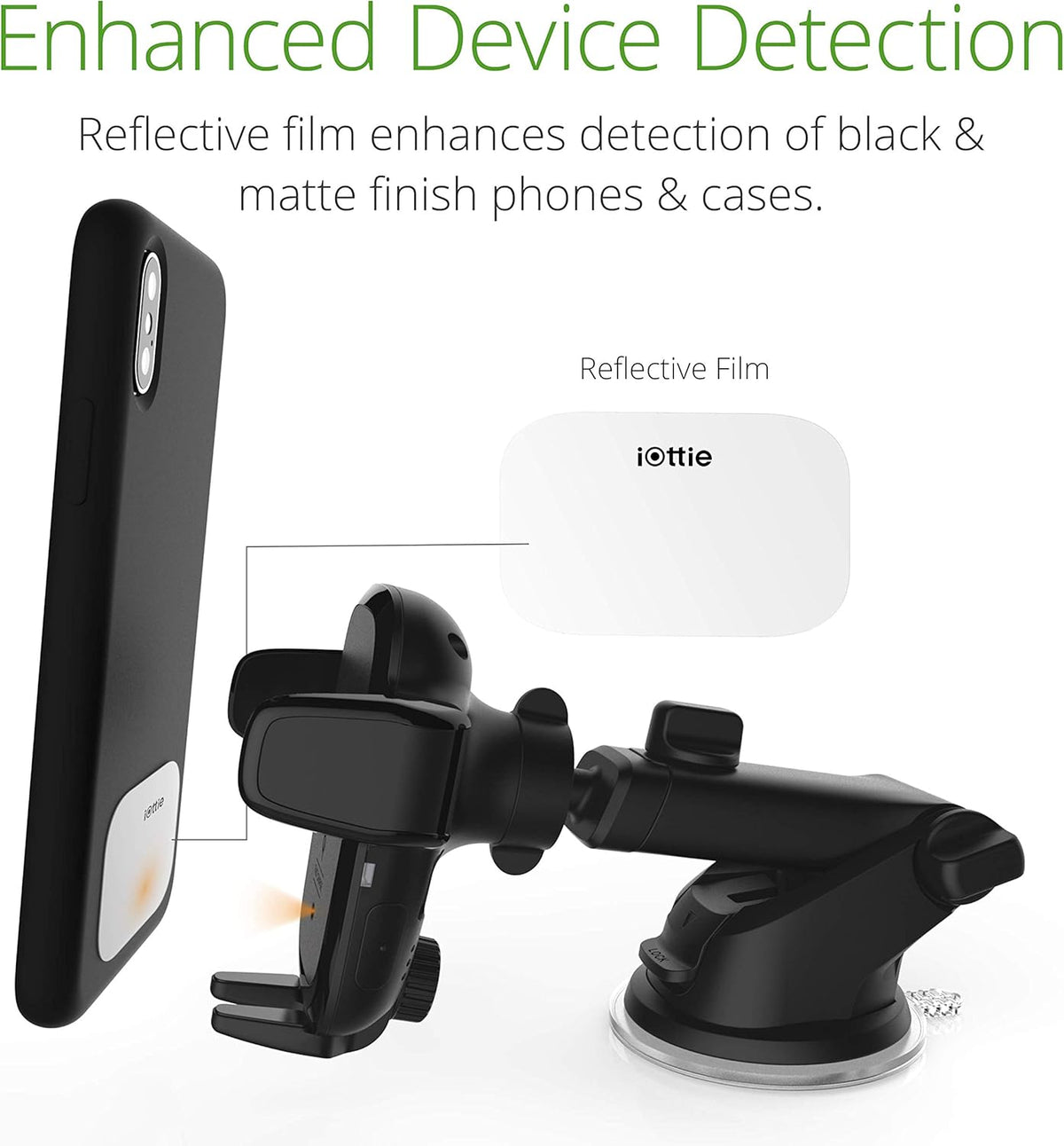 iOttie Auto Sense Qi Wireless Car Charger - Automatic Clamping Dashboard Phone Mount with Wireless Charging for Google Pixel, iPhone, Samsung Galaxy, Huawei, LG, and other Smartphones.