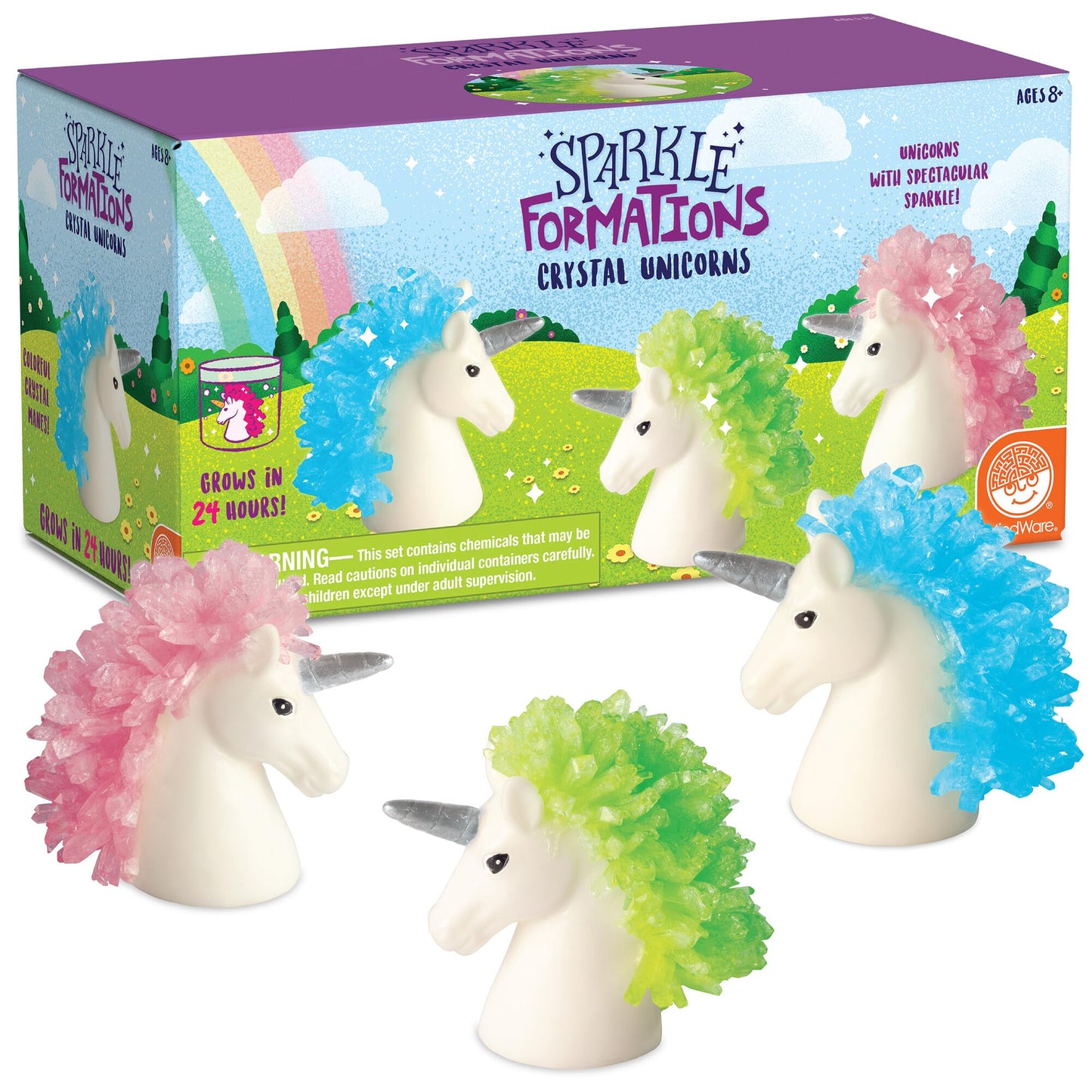 MindWare Crystal Growing Kit Unicorns – STEM Science Experiment for Kids, Grow Sparkling Crystals on Unicorn Figurines, Ages 8 and Up