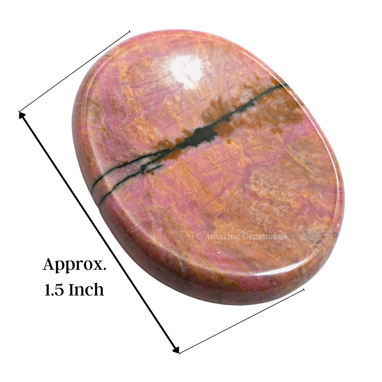 Amazing Gemstone Rhodonite Worry Stone - Pink Crystal for Stress Relief & Meditation