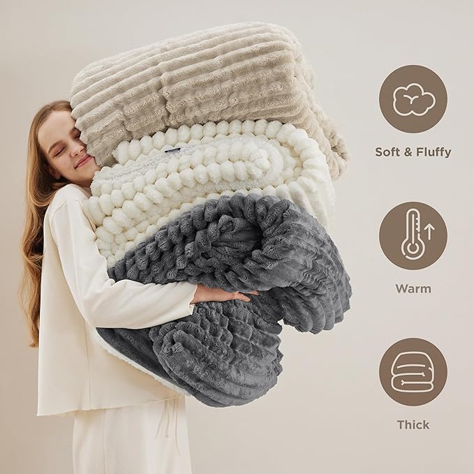Bedsure Sherpa Blanket Twin Size for Couch - Super Soft, Cozy Fleece Thick Warm Blanket for Winter, GentleSoft Plush & Fluffy Throw Gift for Women, Home Room Decor, Sage Green, 60x80 Inches