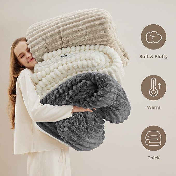 Bedsure Sherpa Throw Blanket for Couch - Super Soft, Cozy Fleece Thick Warm Blanket for Winter, GentleSoft Plush & Fluffy Throw Gift for Women, Room Decor, Sage Green, 50x60 Inches