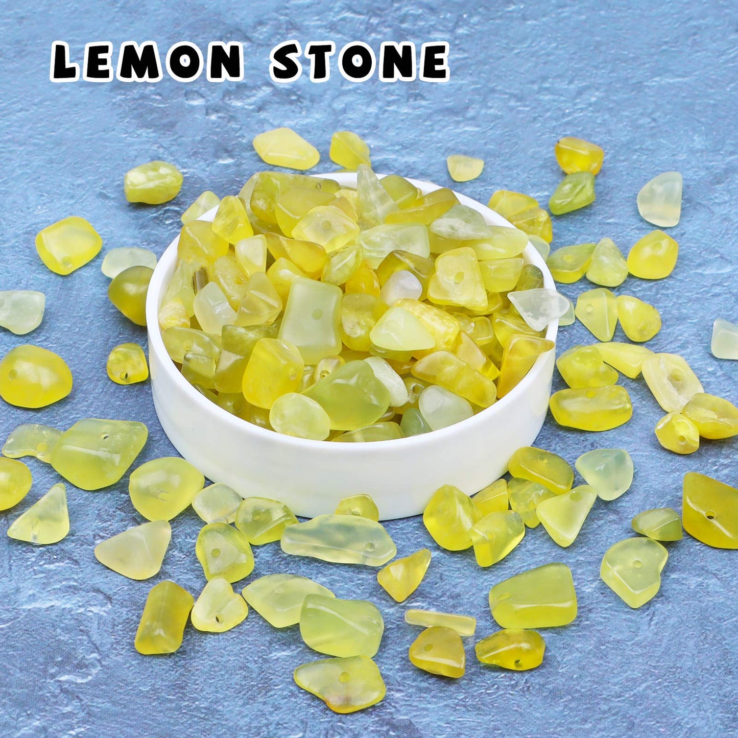 500 pcs Natural Chip Stone Beads, Lemon Stone 5-8 mm Irregular Gemstones Healing Crystal Loose Rocks Bead Hole Drilled for Jewelry Making Bracelet