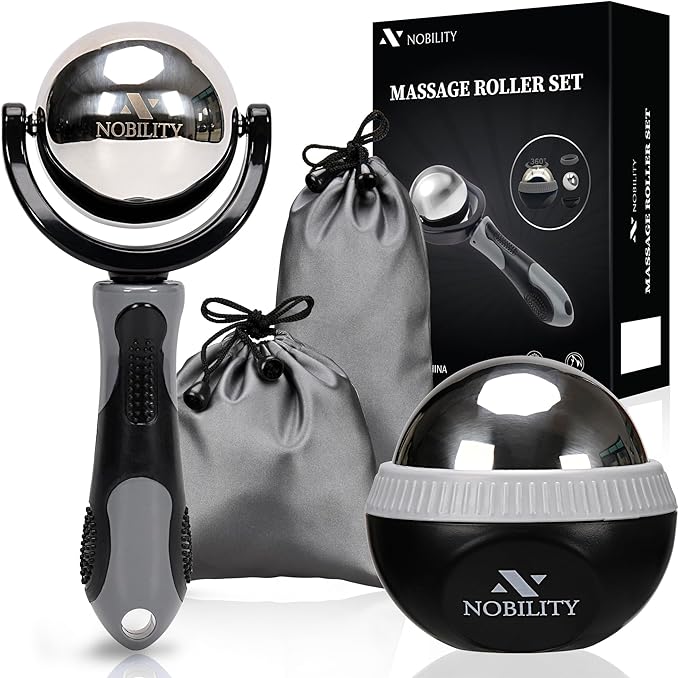 Nobility Massage Ball Roller– Ice Cold and Hot for Deep Tissue and Sore Muscle Relief of Stiffness and Stress, Body, Neck, Back, Foot, Plantar (Grey)