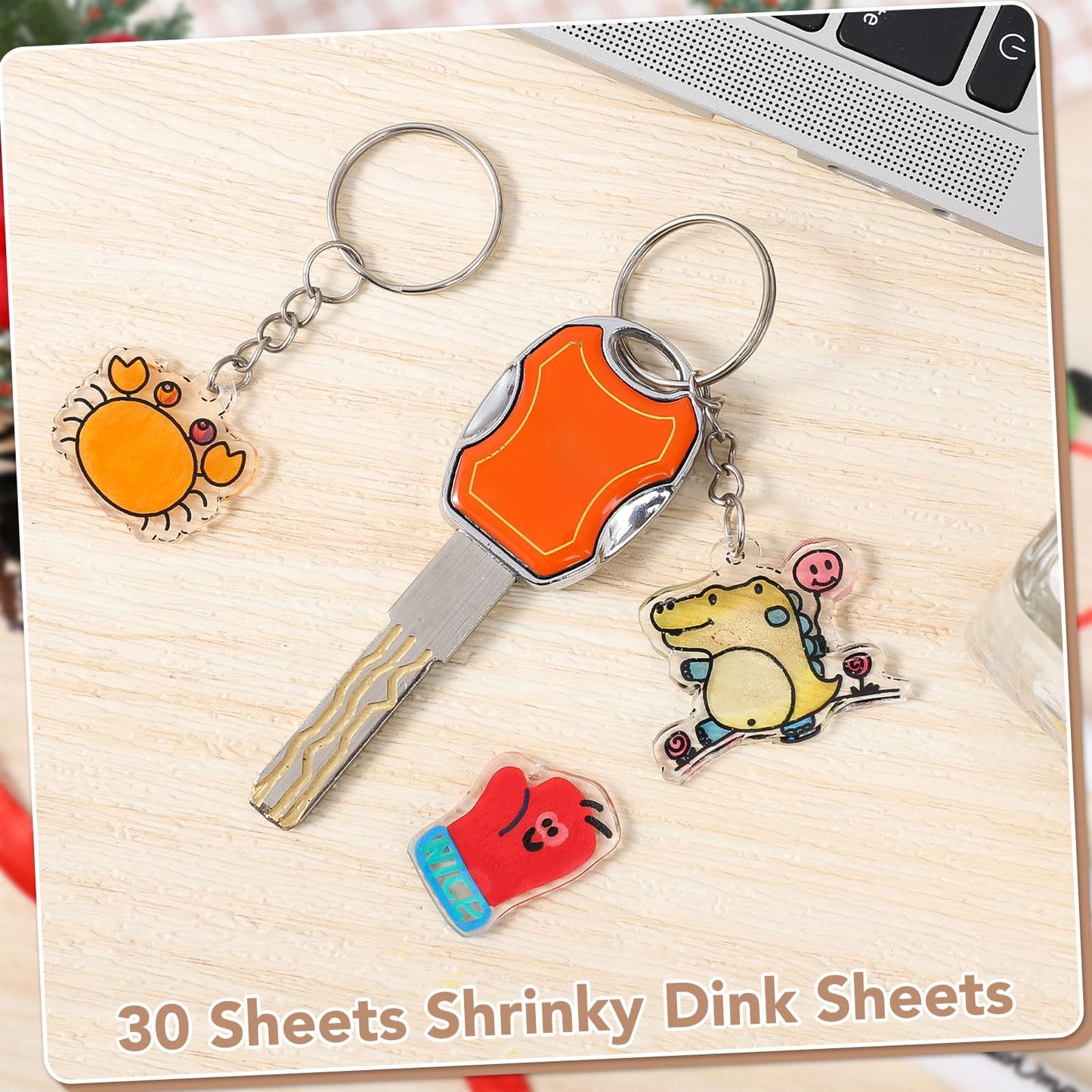 60 Pieces Shrink Plastic Sheets, Shrink Paper Shrink Art Paper for Crafts DIY Keychain Making(7.9 X 5.7 inch)
