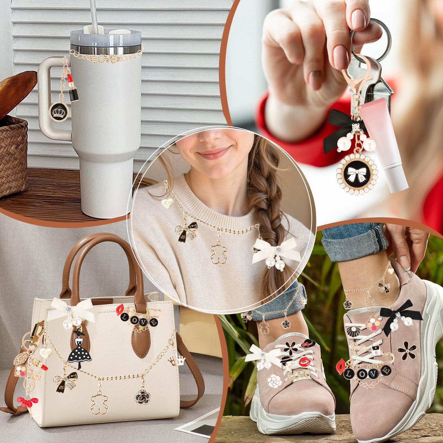 Prdingfy 477Pcs Lip Gloss Keychain Making Kit with Plier & Puncher, DIY Bag Charm & Bracelet Making Supplies, Alphabet Charms & Key Hooks for Personalized Gifts & Small Business
