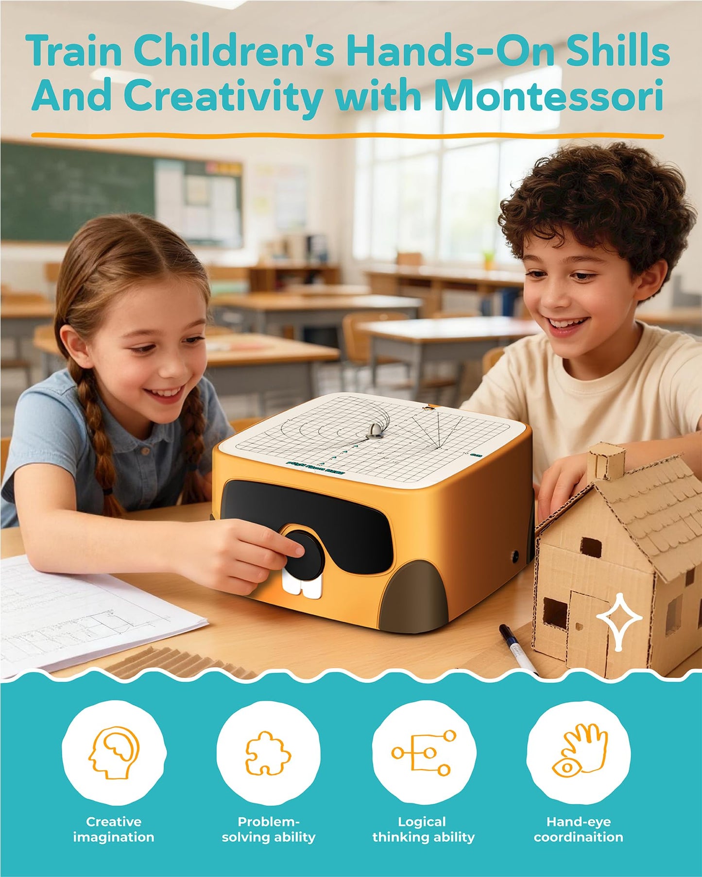 BEAVERBOT Kid-Safe Electric Cardboard Cutter for Ages 3+ | No Sharp Blades | STEM & STEAM Upcycling Tool | Safe for School Projects, DIY Building & Creative Maker Gifts for Boys & Girls